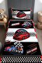Checkered Red Racer Patterned Bedspread and Pillowcase