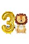 Lion Balloon 3 Year Old Balloon Set Safari Concept Lion Balloon and Gold Color Number Balloon