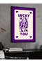 Purple'Lucky You' Card One Piece Black Wooden Framed Painting - 3