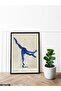 Blue Jumping Acrobat Figure One Piece Black Wooden Framed Painting - 2