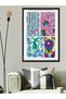 Blue-Purple Flower Illustration One Piece Black Wooden Framed Painting