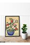Flower in a Pot Illustration Single Piece Black Wooden Framed Painting - 2