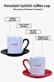 Autumn Themed Coffees No:5 Printed Gift Black Handle Single Porcelain Turkish Coffee Cup - 3