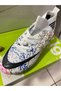 Twingo and Laliga Kids Prof Football Turf Shoes and Sock-Soled Cleats - White/Gold/Patterned