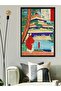 Japanese Temple and Tree One Piece Black Wooden Framed Painting
