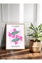 Pink Flower Illustration Flower Bouquet Written One-Piece Wooden Framed Painting - 3