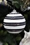 Christmas Ornament Ring Striped Ball Black and White 15 cm