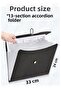 Accordion File with Gusset, 13 Compartments, 1 Piece A4 Accordion File Organizer, 13 Pockets Elastic File Document Organizer - 3