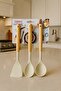 Silicone Bamboo Handle Serving Set 3 Pieces |   Spatula, Ladle, and Serving Spoon