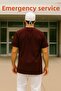 Set of 2 Men's Emergency Paramedic Workers Medical Uniform Single Top Scrubs White Surgical Cap with Gift - 4