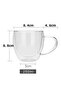 New Design Double Wall 250 ml Glass Mug with Handle, Tea Nescafe Cup, Dowry List, 6 Pieces 2037 - 6