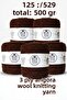 Chestnut, Bitter Brown, 3-Ply Angora Wool Knitting Yarn (500 Gr.)