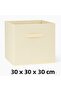 Cream Lidless Cabinet Laundry Toy Organizer Folding Storage Box 30X30X30 - 4