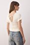 Ekru Fitted/Vücuda Oturan Büzgü/Drape Detaylı Örme Bluz TWOSS25BZ00605 - 6