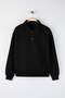 Siyah Yeni Oversize/Geniş Kesim Soft Kalite İçi Polarlı Polo Yaka Sweatshirt TMNAW26SW00004 - 5