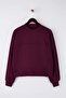 Mürdüm Oversize/Geniş Kalıp Dik Yaka Kalın İçi Polarlı Örme Sweatshirt TWOAW26SW00205 - 5
