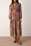 Multicolor Lined Shawl Patterned Chiffon Dress TCTSS25EB00063 - 3
