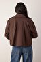 Koyu Kahverengi Kruvaze Oversize Kısa Trençkot TWOAW26TR00020 - 4