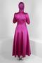 STONE EMBROIDERED BELTED SATIN EVENING DRESS 50310 - 3