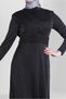 SILVERY DRAPE DETAILED EVENING DRESS 50321 - 4