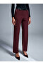 71603 Faux Leather Detailed Trousers-Burgundy - 5