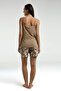 Women's V-Neck Summer Regular Fit Brown Shorts Set Pc9016-S-V1 - 5