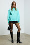 Karius women's organic cotton fleece-lined oversize round neck blue sweatshirt - 4