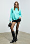 Karius women's organic cotton fleece-lined oversize round neck blue sweatshirt - 5