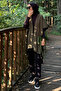 Women's Oversize Tasseled Stripe Detailed Contrast Poncho (Thin Knitwear) - 2