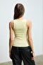 Lillesol Women's Ribbed Look Slim Fit Body-Fitting Round Neck Cotton Basic Yellow Blouse Undershirt - 6