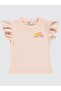 Floral Embroidered T-Shirt with Pockets for 2-5 Years Old - Powder - 7