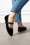 Bellina black strap gold buckle velvet textured elegant lightweight home slipper - 5