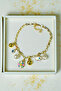 Lilac Clover Elephant Evil Eye Pearl Charm Bracelet Anklet Gold - 3