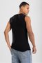 Men's Crew Neck Sleeveless Cotton Body Flannel T-Shirt Black - 2