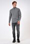 Gray Regular Fit Patterned Stand Collar Half Zipper Knitwear Sweater - 4