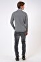 Gray Regular Fit Patterned Stand Collar Half Zipper Knitwear Sweater - 5