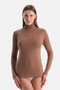 Mocha Modal Cashmere High Neck Long Sleeve Top