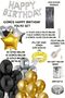 Silver Happy Birthday Foil Balloon Set Black Gold Silver Birthday Party Set Decorations - 2
