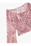 Boat Neck Long Sleeve Lace-Up Neckline Gipeli Chiffon Blouse - 5