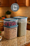 3-Piece Transparent Food and Grain Storage Container Rectangular Detergent Box 1X1100 1X2200 1X3400