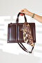 Women's Colorful Modern Design Leather Look Shoulder and Hand Bag with Scarf Detail - 7