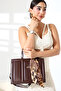 Women's Colorful Modern Design Leather Look Shoulder and Hand Bag with Scarf Detail - 5