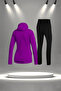 Plus Size Women's Purple New Supra Combed Cotton Zippered Tracksuit Set (4Xl-10Xl) - 4