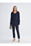 Navy Blue V-Neck Women's Knitwear Sweater - 3