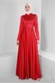 STONE EMBROIDERED DRAPE DETAILED EVENING DRESS 50352