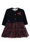 Floral Embroidered Dress for Ages 2-5 - Navy Blue 3-4 Years
