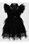 Tulle Dress with Belt for Ages 6-12 - Black 8-9 Years