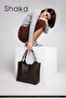 Brown Color Shk269 Faux Leather Single Compartment, Snap Fastener, Hand, Arm and Shoulder Bag - 8