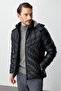 Black Standard Fit Hooded Quilted Inflatable Sports Men's Coat
