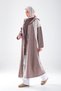 Women's Mink Brown Sports Oversize Hooded Snap Fastener 3-Strap Hijab Long Cap – Seasonal Overcoat _2275 - 3